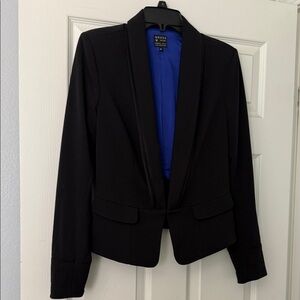 GUESS Black Open-Front Blazer with Blue Lining